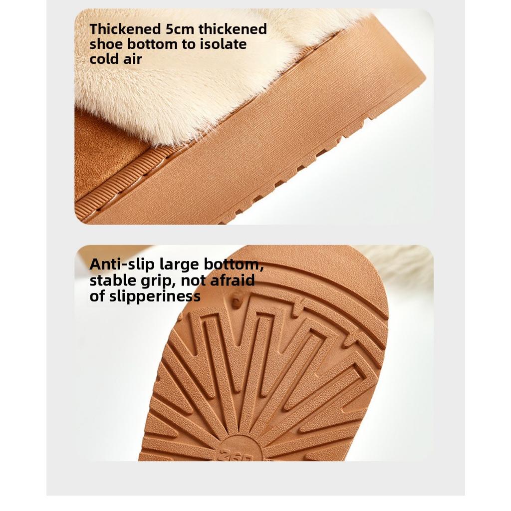 Winter Velvet Thickened Cotton Slippers for Women, Anti Slip and Warm for External Wear, Household Slippers for Indoor Use, Winter Cotton Slippers