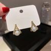 Silver needle light luxury Spice Girl pearl stud earrings temperament retro super flash earrings women's fashion high sense personalized earrings