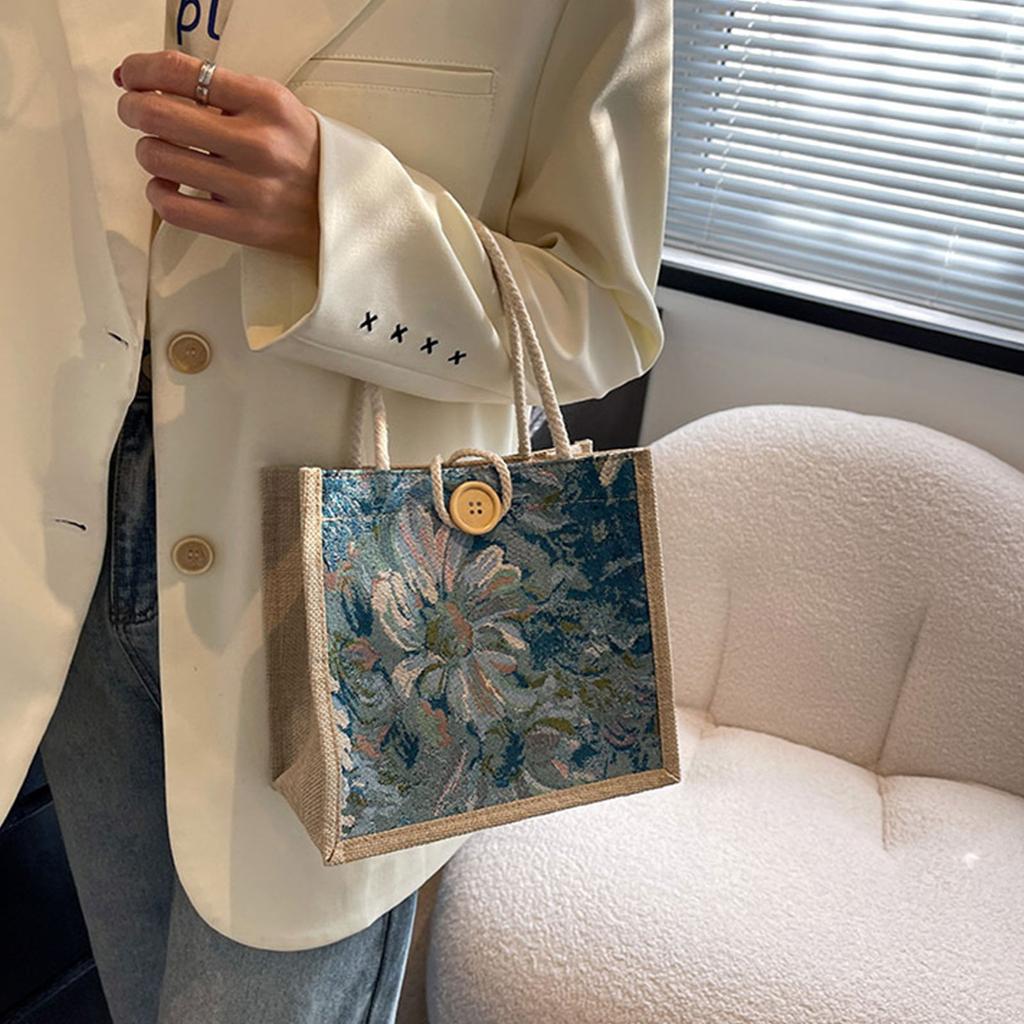 Canvas Printed Linen Tote Lunch Bag