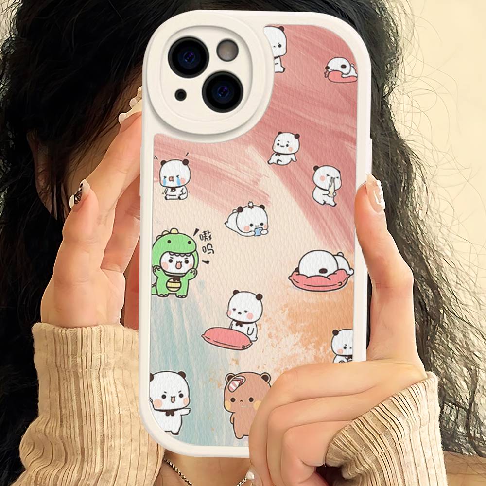 Милый чехол для телефона Bubu Dudu для iPhone 16 15 14 13 12 11 Pro Max Plus Ударопрочный кожаный чехол