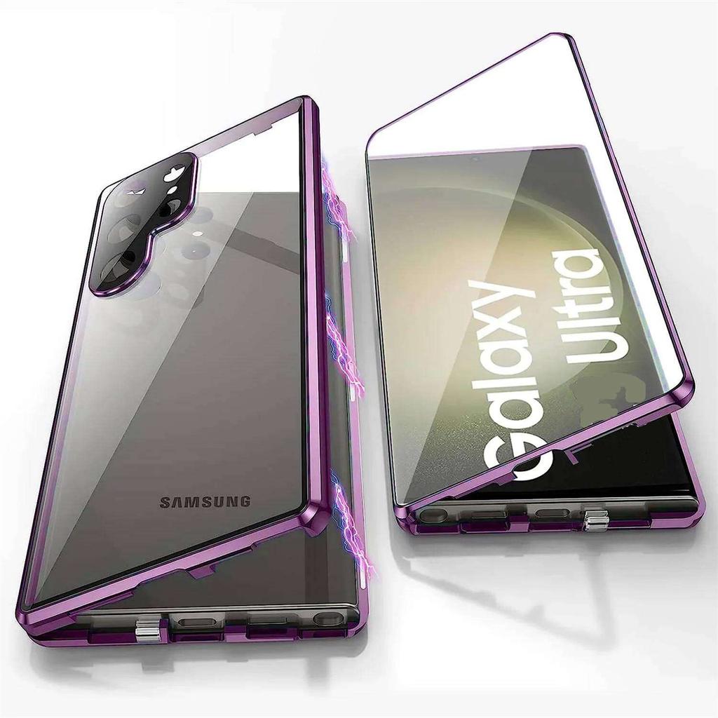 Антишпионский чехол для Samsung Galaxy S25 S26 S24 S23 S22 Ultra Plus FE, Двустороннее закаленное стекло, Металлическая рамка с защитой объектива, Бамперы для телефона