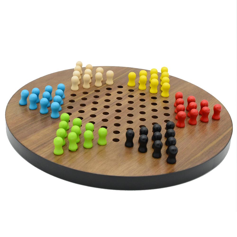 Checker Glass Marbles Wooden Tabletop Game, Chess, Card Game, Competitive Puzzle Toy with Drawer-style Storage.