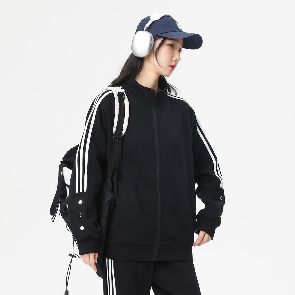 Dm Cardigan Jacket, Zipper Sweatshirt, Men's and Women's Standing Collar, Three Bar Breasted Loose Sports and Leisure Jacket