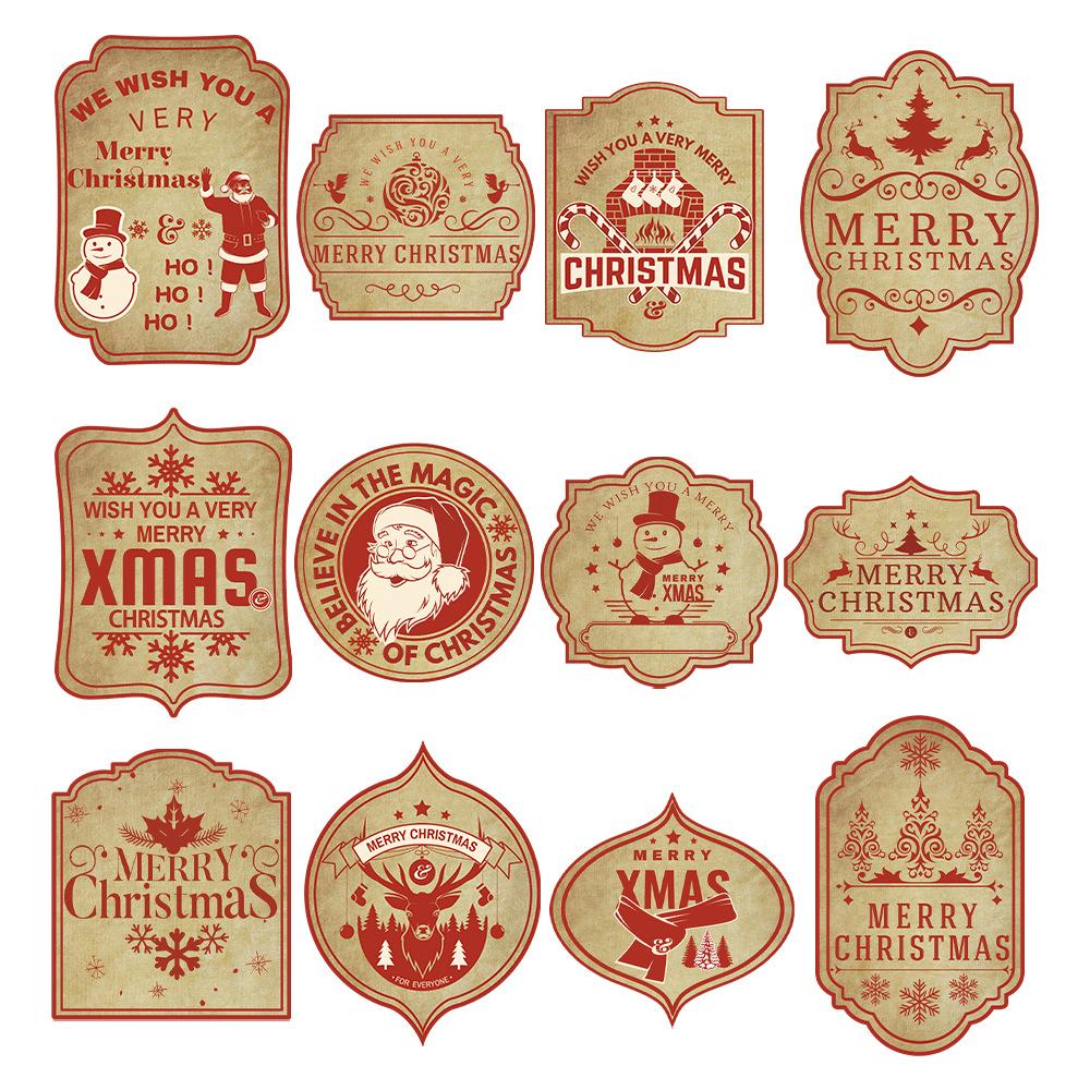 New Style, Christmas Theme, Copperplate Paper, Adhesive Bottle Stickers, Party Decorations, Red Wine Bottle Decoration Stickers, Holiday Supplies