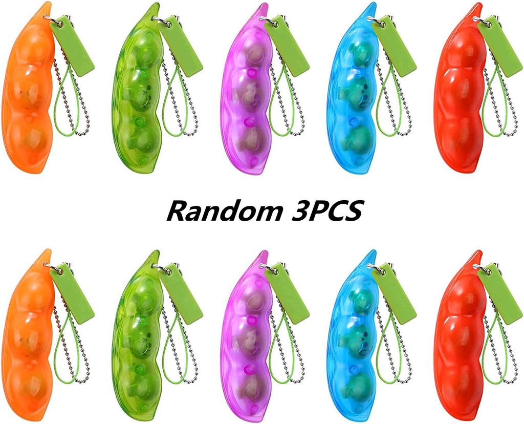 Fidget Toys Decompression Edamame Toys Squishy Squeeze Beans Keychain Cute Stress Adult Toy Rubber Girls Boys Xmas Gift