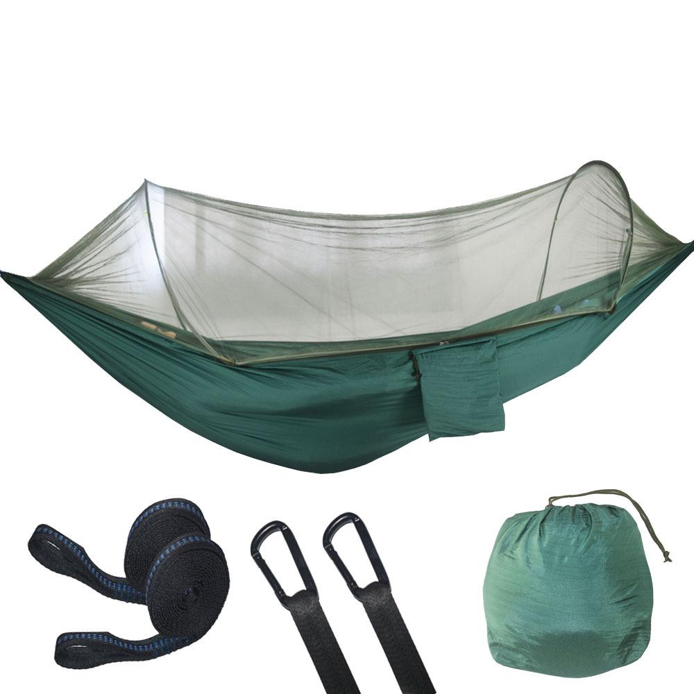 Fully Automatic Quick-Open Mosquito Net Hammock with Support Rod for Single/Double Camping