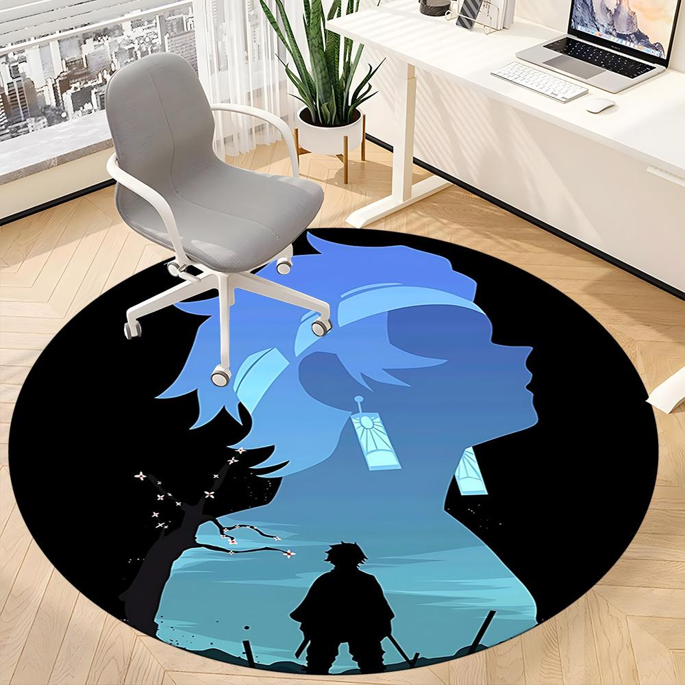 1PC Anime Profile Office Round Rug, Non-slip, Soft and Durable Office Rug for Interior Decoration, Perfect for Office, Beautiful Decoration