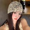Retro Hollow Sequined Beanies Cap Korean Ear Protection Hat Fashion Knitted Hat  For Women