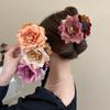 Cloth Rose Hair Claw Clips Temperament Resin Jaw Clips Roses Flowers Hair Claws Hair Accessories Exaggerate Hair Clips Princess