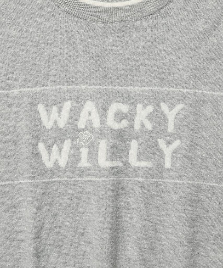 WACKY WILLY Women'S Typographic Color Block Short Sleeve Knit Grey