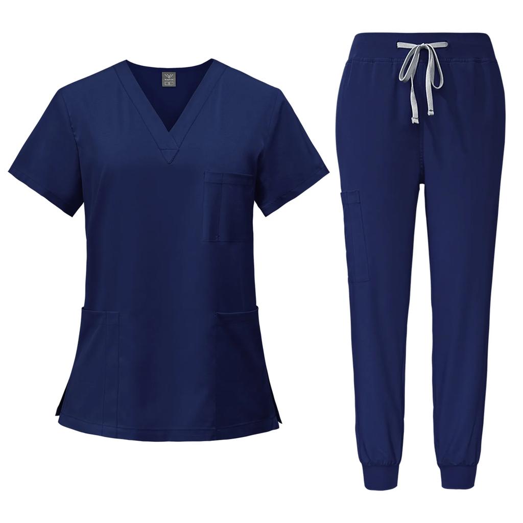 Комплект из топа и брюк-карго из крутой эластичной ткани SCRUBS, женские дышащие халаты, униформа для лаборатории