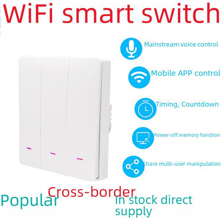 Умный WiFi-коммутатор Longspu 86-Type: Настенный выключатель с одним фазным/нейтральным проводом и совместимостью с граффити