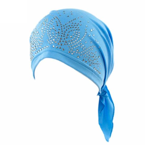 Fashion Women Lady Rhinestone Hat Cap Hair Loss Cover Soft Head Scarf Headwrap
