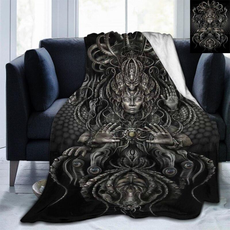 Мягкое фланелевое одеяло с черепом Сатаны и котом, всесезонное легкое теплое одеяло для гостиной/спальни