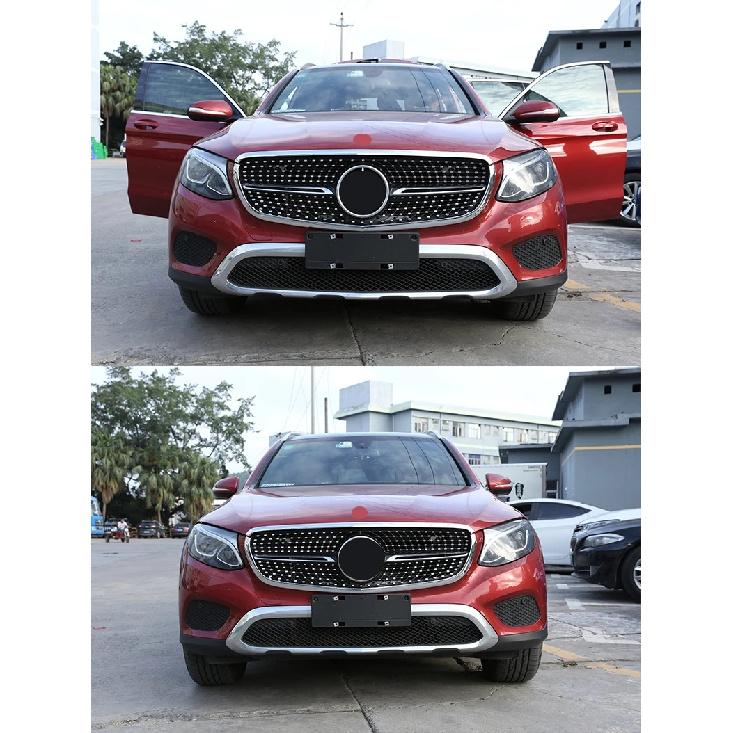 For Mercedes Benz GLC X253 2016-2019 ABS Silver Car Front Center Grille Surround Grill Frame Cover Trim Exterior Car Accessories