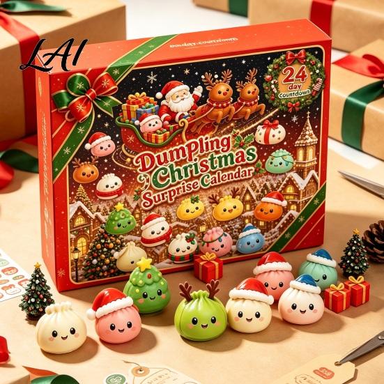 Family Christmas Tradition Squeezy Toy Advent Calendar 2026 24 Days Dumpling Toys Countdown December Daily Surprise Calendar Decor Jumbo Mini