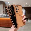 Solid Color Love Heart Print Slim Case For Samsung Galaxy S25 Ultra S24 FE S23 S22 S21 A16 A55 A15 A35 A25 A14 Plating TPU Soft Shockproof Phone Cover