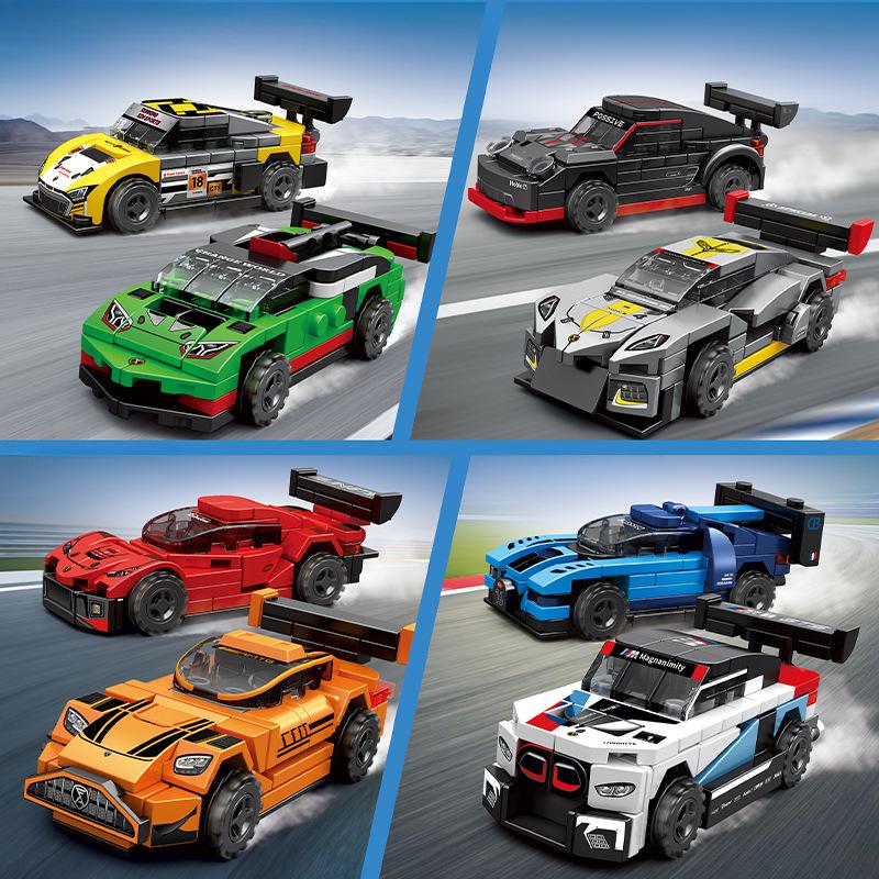 Строительные блоки Cool Team Racing Совместимые мальчики Мелкие детали Собранные образовательные строительные блоки Детские игрушки