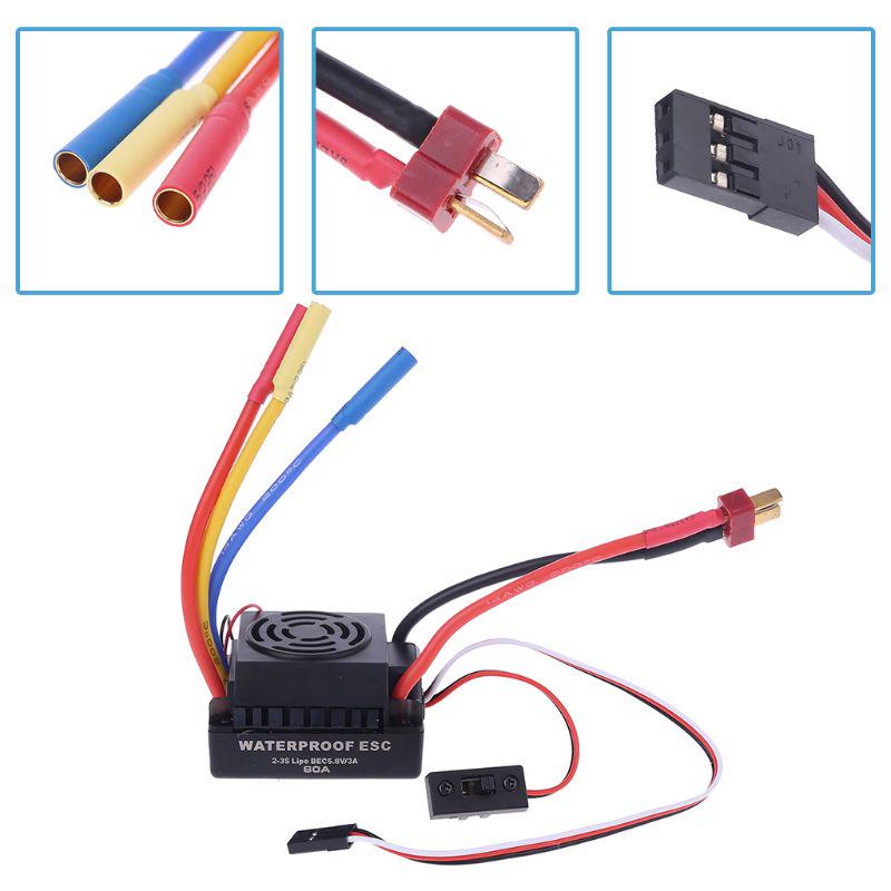 Водонепроницаемый 60A Бесколлекторный ESC Электрический регулятор скорости с встроенным BEC 5.8V / 3A для RC запчасти и аксессуара