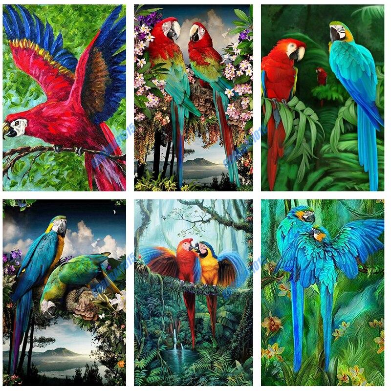 5D Diamond Painting Parrot Diamond Embroidery Full Round Drill Kits Animal Mosaic Diy Home Decor Art