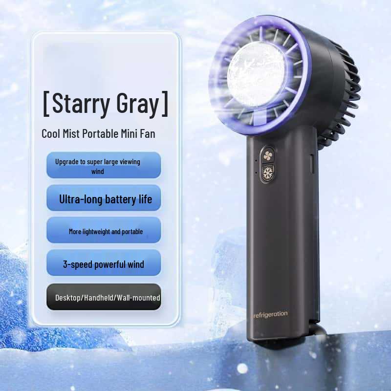 Handheld Mini Ice Pack Fan with Semiconductor Cooling and Digital Display for Portable Desktop and Outdoor Use
