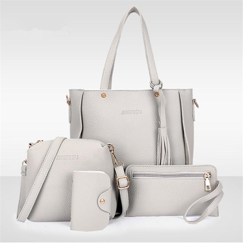 4pcs Elegant Minimalist Women'S Shoulder Bag, Handbag, Crossbody Bag, Women Storage Bag, Holiday Gift, Synthetic, Zipper Closure