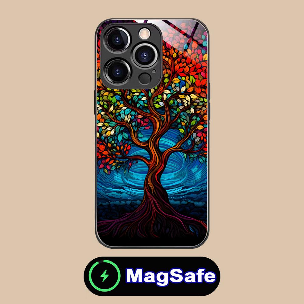 World Life Tree Mobile Phone Case for iPhone 17 16 15 14 13 12 11 Air Pro Max Plus Mini MagSafe Glass Colorful Cover Smartphone