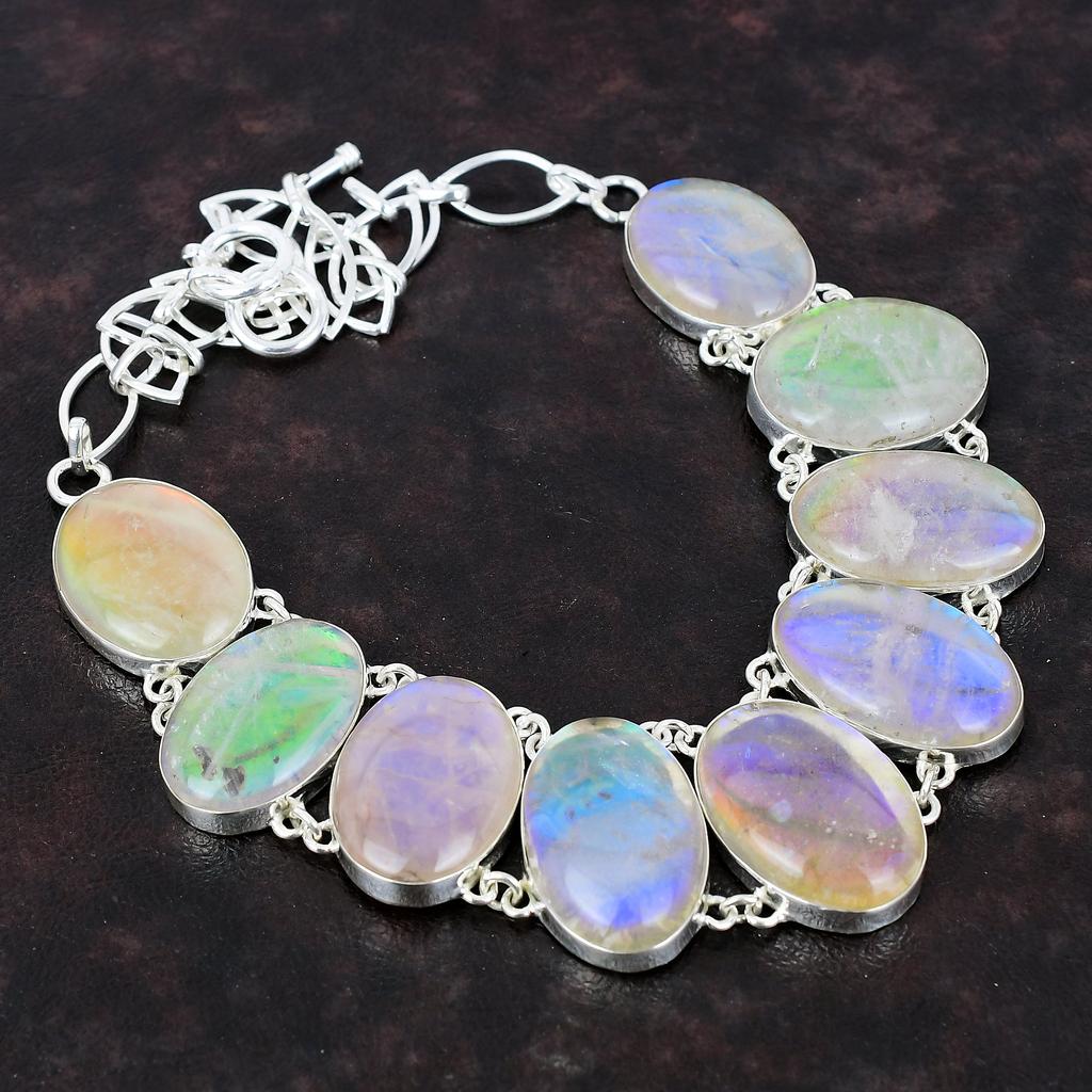 Rainbow Mystic Opal Necklace 925 Sterling Silver Necklace Adjustable Chain Necklace Fabulous Gemstone Jewelry Wedding Gift Handmade Necklace
