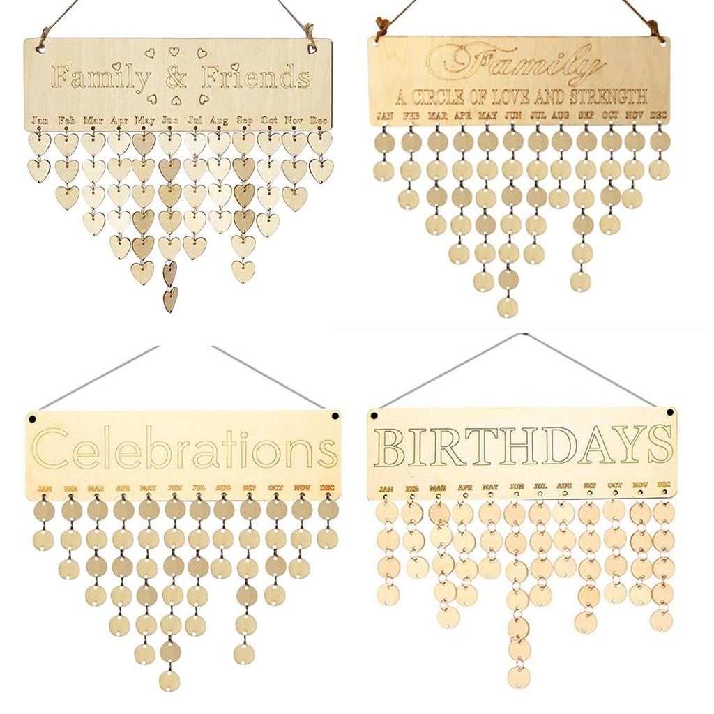 Wooden Holiday & Birthday Calendar Hanging Tags