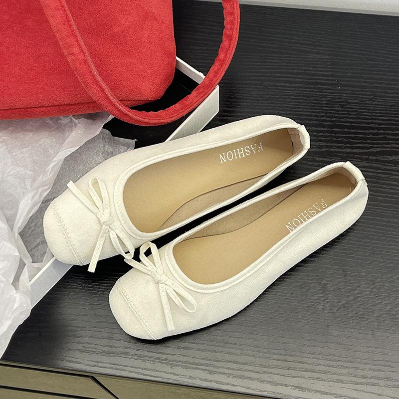 Женская обувь больших размеров, обувь на мягкой подошве, лето 2025, нежные туфли-лодочки с бантом, легкие