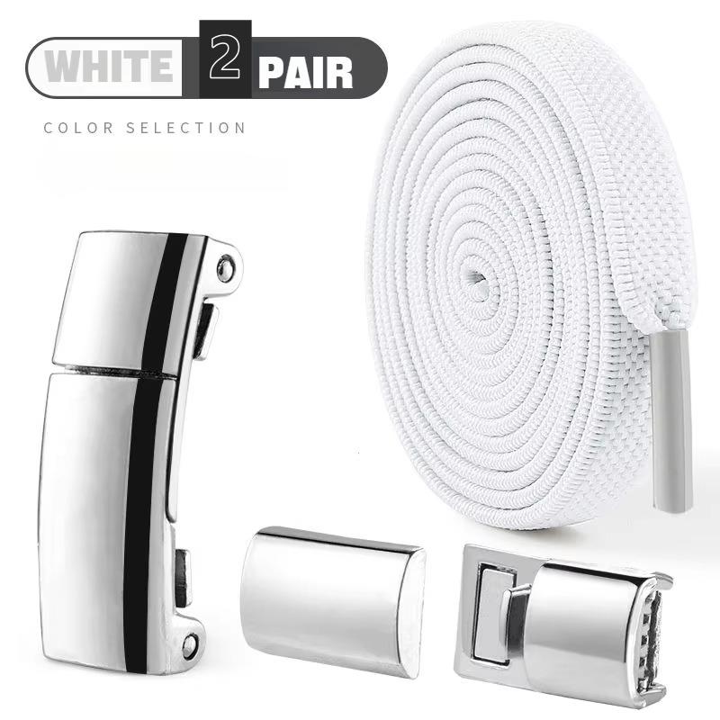 2Pair Elastic Laces Sneakers Magnetic Lock Shoelaces Without Ties Unisex Flat No Tie Shoelace Rubber Bands for Shoes Accessories