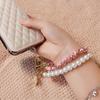 26cm Phone Lanyard Leather Pearl Anti-loss Hand Rope New Mobile Phone Charm  Bracelet Chain