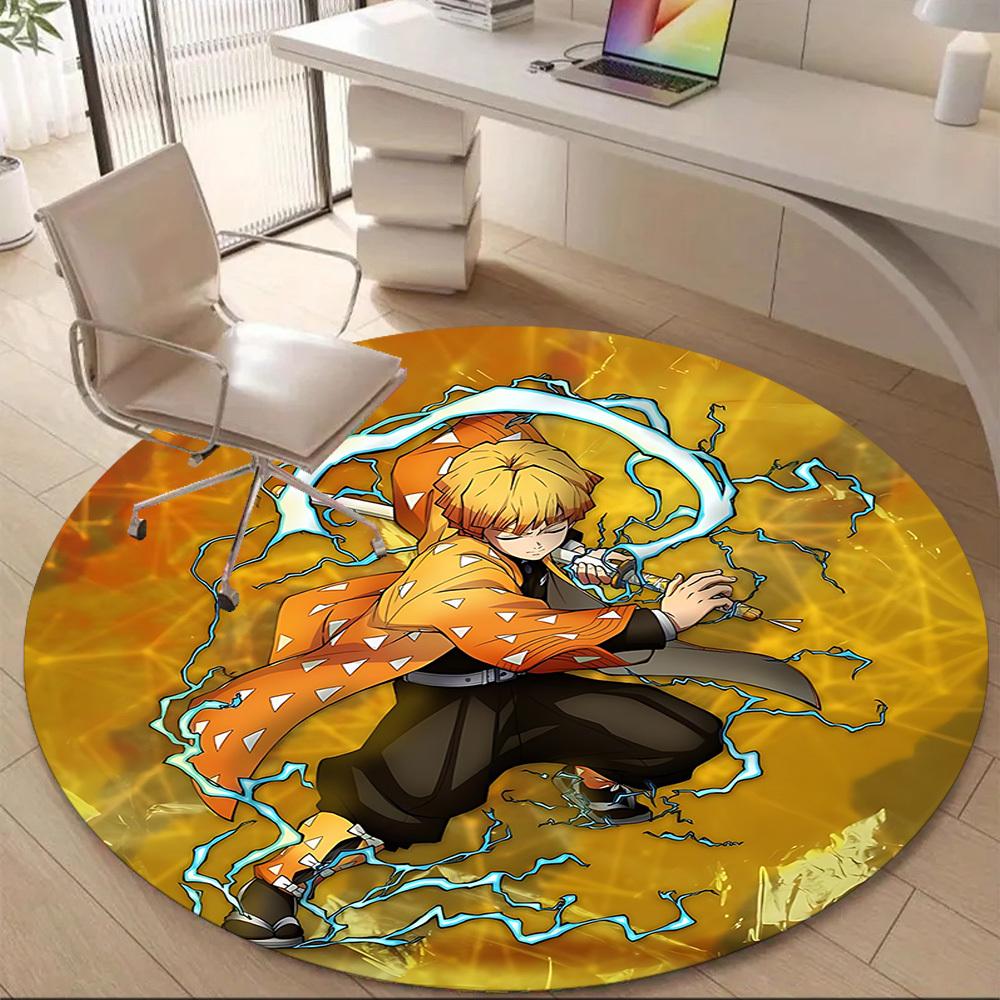 1PC Demon Slayer: Kimetsu no Yaiba Office Round Area Rug Suitable For Office, Under Office Chairs Bedroom Living Room Home Decor T100