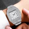 Men Rhinestone Dress Watch Square Dial Steel Strap Roman Numerals Quartz