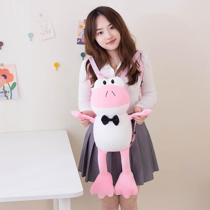 Креативный мультфильм джентльмен лягушка плюшевая кукла рюкзак зеленый розовый галстук лягушка плюшевая игрушка подушка супер мягкий подарок для мальчиков и девочек