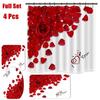 4 Styles Red Rose Shower Curtain Bathroom Set Valentine's Day Series Pattern Waterproof Bathroom Mats Rugs Carpets Toilet Lid Cover Set