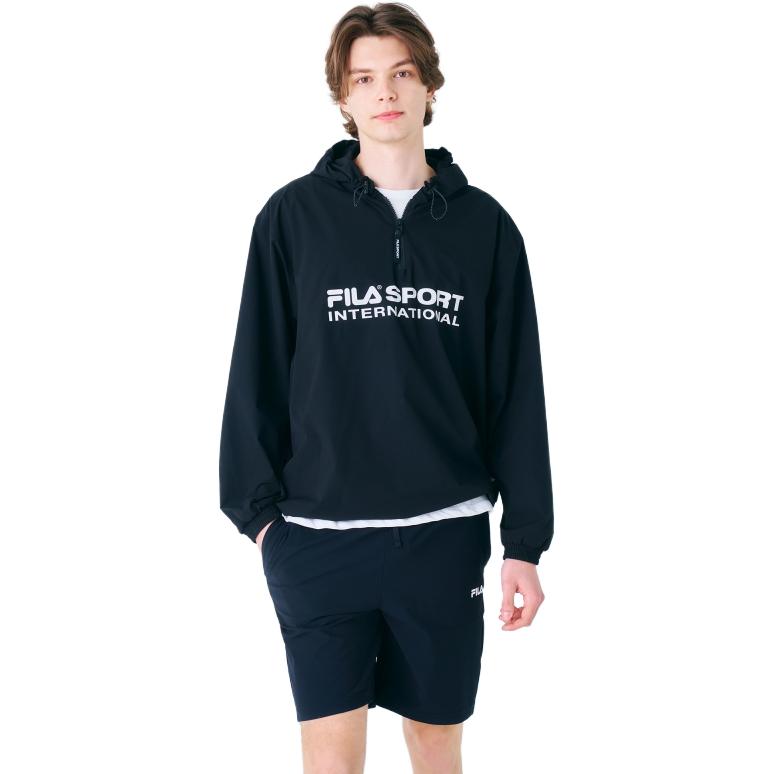 Men's FILA Sweatshirts Unisex Black Hooded Thin Regular