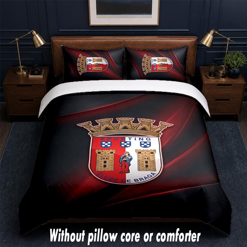 Braga FC Design Bed Bedding Set 1 Duvet Cover + 2 Pillowcases Soft Breathable Household Bed Linens