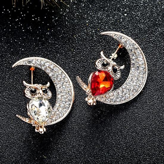 Owl Faux Crystal Brooch Cute Accessories Jewelry Fashion Dress Coat Vintage Sturdy Brooch Pin
