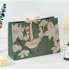 Green Printing Floral Bird with Ribbon Shopping Bag Creative Packaging Bag  Shopping