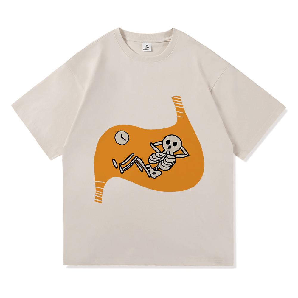 Dungeon Meshi Anime Stomach Skeleton Graphic T Shirt Unisex Unisex Funny Cartoon Loose Y2k Streetwear Aesthetic Short Sleeve Tops