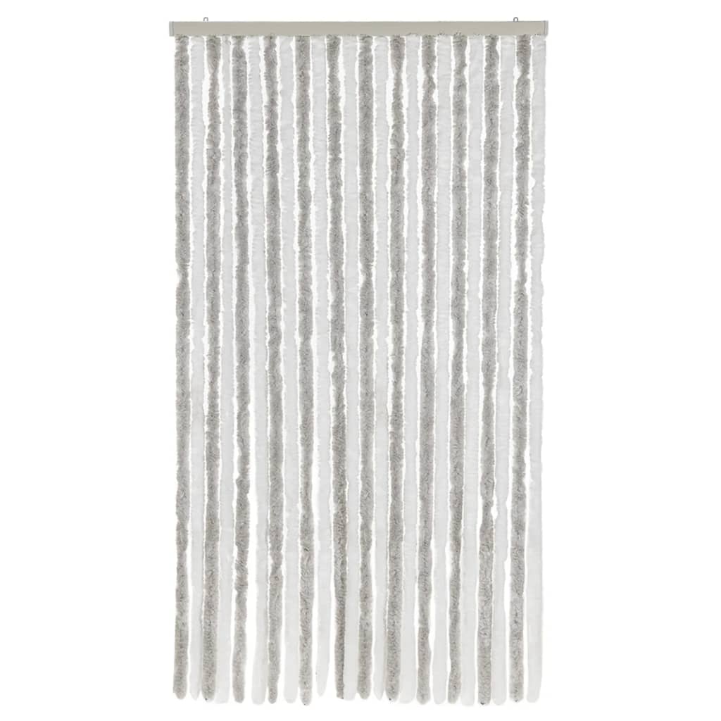 Fly Screen Curtain Light Grey and White 100 x 200 cm Chenille