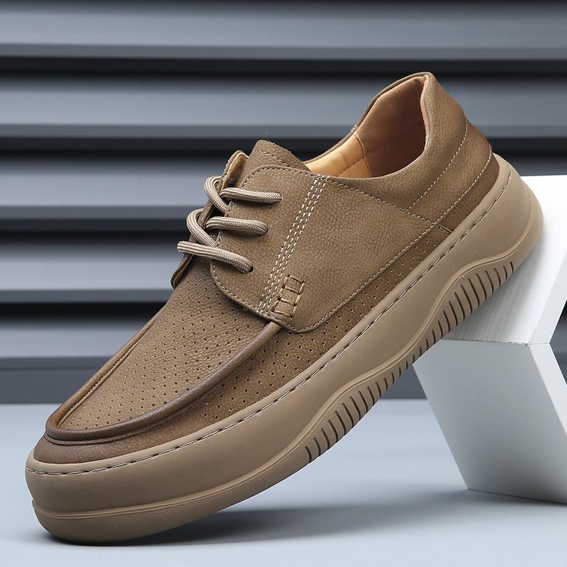 Summer Hollow Men's Shoes Leather Breathable Retro Business Casual Leather Shoes Men's Trend Versatile Hole Shoes