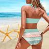 Женский купальник с подвеской на шее и волнистым принтом, бикини с коротким топом, купальник