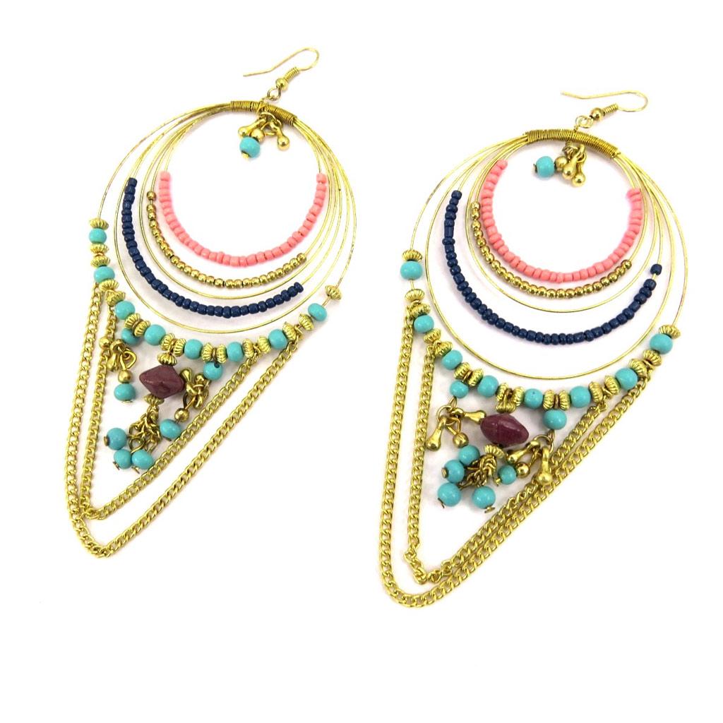 Les Trésors De Lily [L5777] - Авторские серьги «Алтай» с золотой бирюзой.