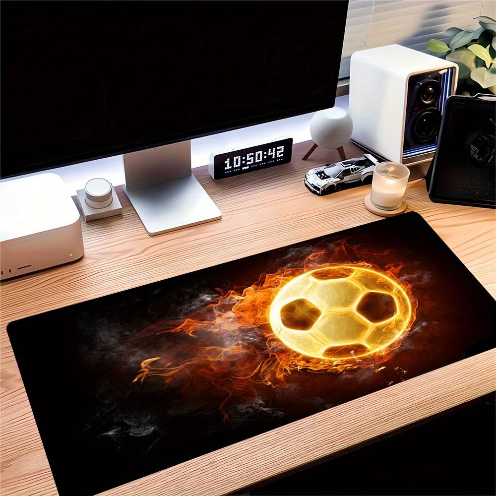 1pc Large Gaming Mouse Pad, UV Reactive Non-Slip Desk Mat, Washable PolyesterFire, Soccer, FlameComputer Pad with Vibrant Game Machine Print