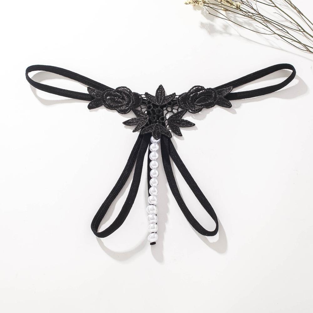 Сексуальные трусики женские полые вышитые сексуальные стринги жемчужные массажные трусики промежность женские стринги