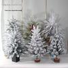Snowy Flocked Christmas Tree 30/45cm or 60/90cm PE Green with White Snow for Photography Decoration