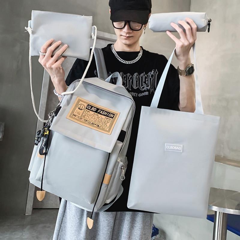 Рюкзак для студента колледжа большой вместимости Мужской уличный стиль Нейлоновая водонепроницаемая сумка