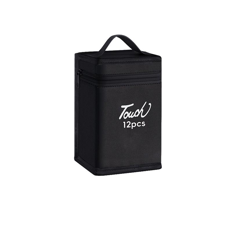 12-168Pcs Markers Pen Black Storage Bag Massive Large Capacity Zipper Folding Art Markers Zipper Canvas Pencil Bag